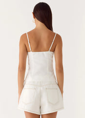 Owen A-Line Denim Shorts - White