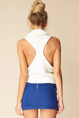 Jenny Sleeveless Cowlneck White