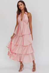 Catalina Tiered Ruffle Maxi Dress Dusty Rose