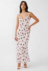 Love's Kiss Cowl Halterneck Maxi Dress Rose