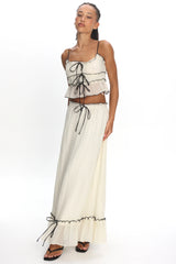 Maidens Tie Detail Overlock Maxi Skirt Cream