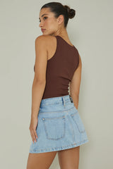 Attitude Ribbed Leotard Chocolate