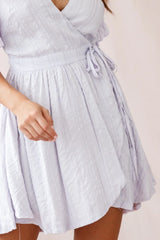 Cara Frill Trim Wrap Dress Stripe Print Lavender