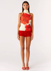 Felicity Halter Top - Scarlet Floral