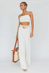 Regal Wide-Leg Mid Rise Pants Cream