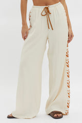 Maghan Side Print Long Pants Beige