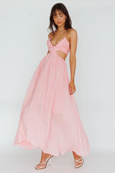 Tenyl Open Back Strappy Midi Dress Blush