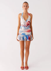 Starlit Night Mini Dress - Deep Sea Bloom