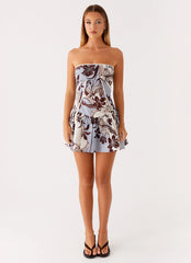 Larnie Linen Mini Dress - Bluewood Blossom