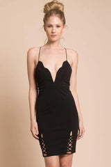 Zoee Thin Strap Black Club Dress