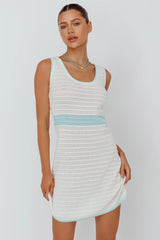 Mica Low Back Crochet Mini Dress White