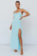 Jayna Ruffle Trim Split Dress Mint