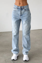 DOGMA Classic High Rise Straight Leg Denim Jeans Light Wash