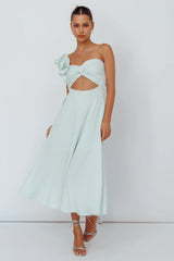 Jolina Ruffle Shoulder Midi Dress Mint