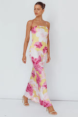 Jacquelynne Halter Cowl Back Maxi Dress Pink