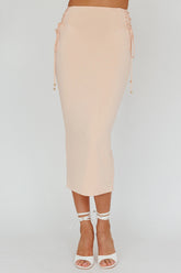 Graziella Lace Up Midi Skirt Egg Shell