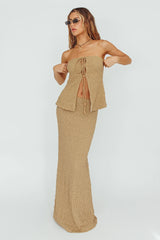 Kalei Textured Midi Skirt Brown