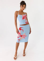 Tamia Midi Skirt - Blue Petal