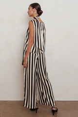 Love Galore Striped Wide Leg Pant Black/Beige