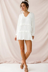 Pollyanna Tiered Swing Dress White