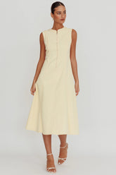 Passionate Flame Sleeveless A-line Midi Dress Beige