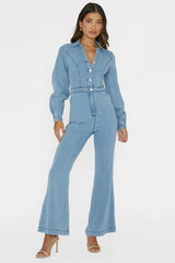 Emilio Long Sleeve Jumpsuit Denim Blue