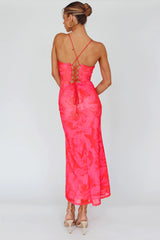 Nouveau U-Neckline Midi Dress Marbled Pink