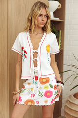 Jubilee Scalloped Hem Mini Skirt Floral White