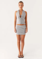Amia Halter Top - Grey Marle
