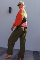 Starting Line Low Rise Wide Leg Pants Olive