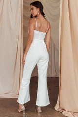 Sabina Sequin Bodice Jumpsuit White