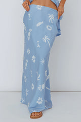 Light Aura Maxi Skirt Print Blue White