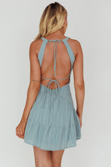 Arisha Open Back A-Line Mini Dress Sage