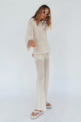 Mahina Long Sleeve Net Top Sand