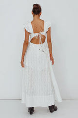 Greatest Hits Ruffle Strap Maxi Dress White