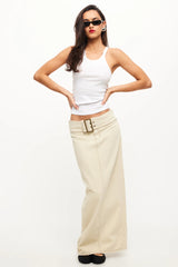 LIONESS Uma Denim Midi Skirt Ecru
