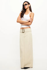 LIONESS Uma Denim Midi Skirt Ecru