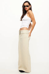 LIONESS Uma Denim Midi Skirt Ecru