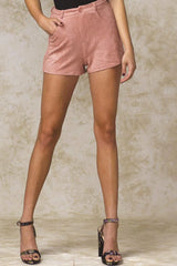 Mandi Suede Braided Detail Shorts Rose