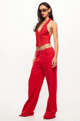 LIONESS Je Suis Halter Top Crimson