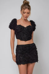 Cielito Embellished Crop Top Black