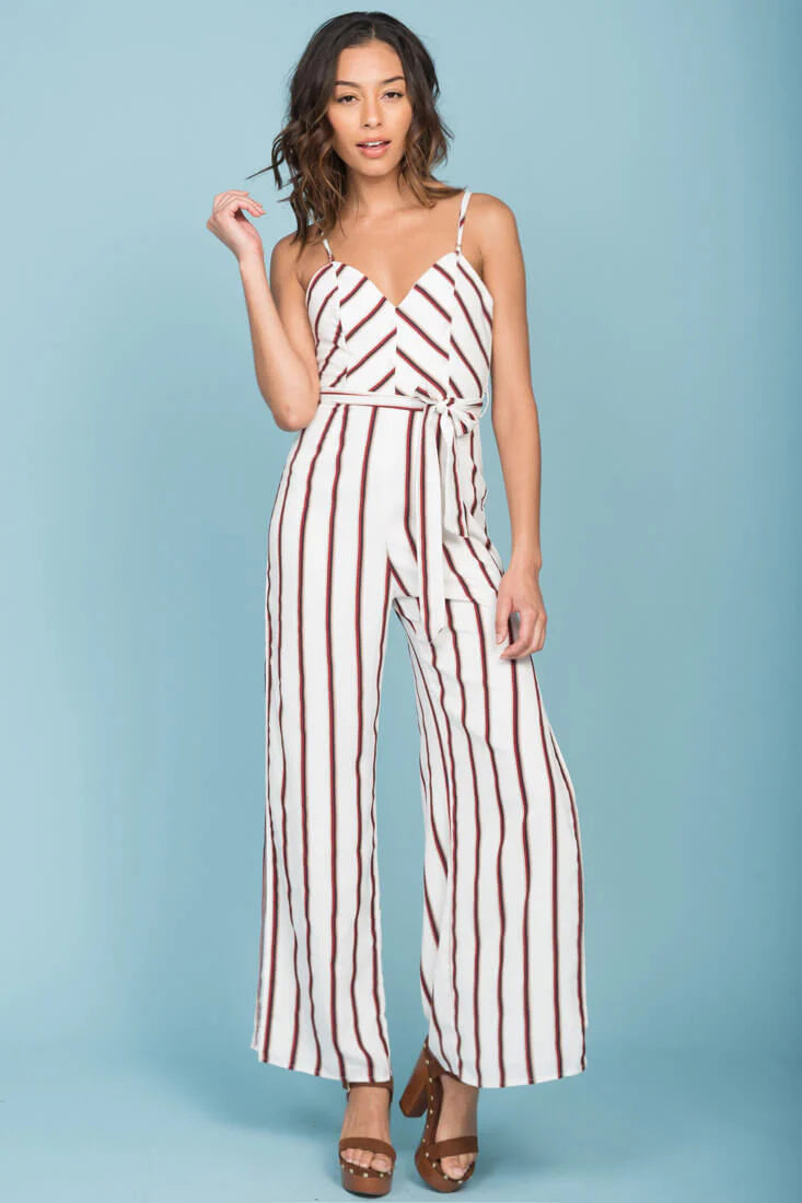 Kallie Striped Jumpsuit White