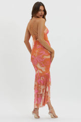 Avalee Layered Hem Mesh Dress Pink