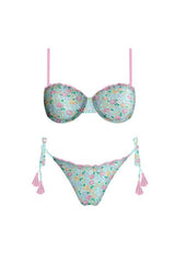 French Riviera Bikini Top Green Floral