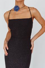 Ailani Lace-Up Back Maxi Dress Sparkle Black