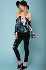 Lilyanna Floral Top Navy / Peach