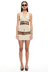 LIONESS Ethereal Buckle Skirt Beige