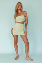 Light Speed Fluffy Mini Skirt Pistachio