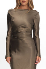 Loveland Cowl Back Midi Dress Olive