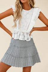 Eleanor Thick Ribbed Knit A-Line Skirt Grey